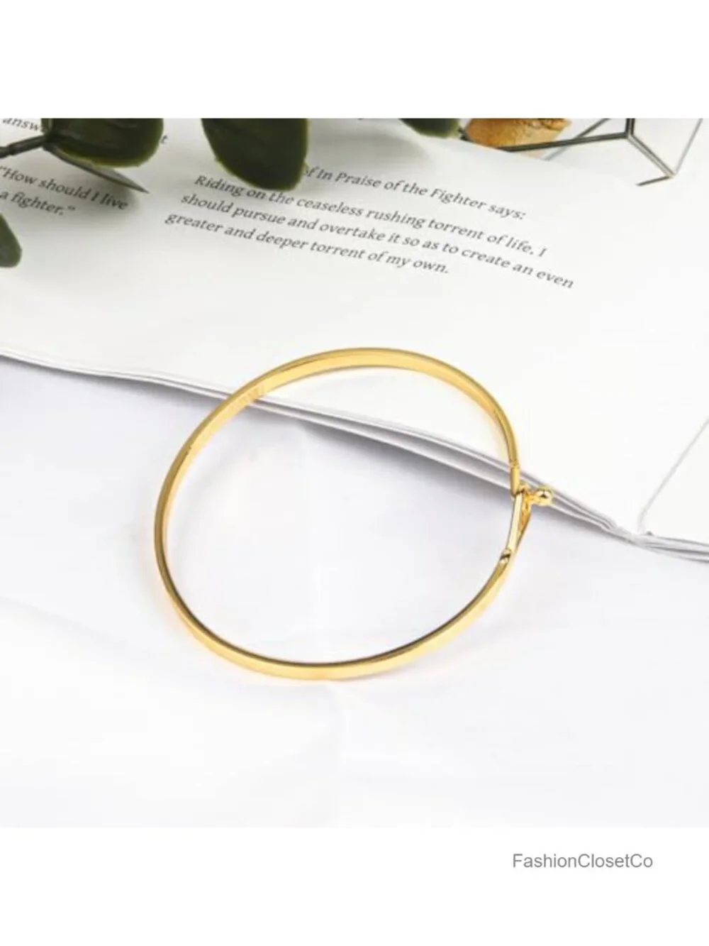 Adjustable Thin Cuff Bangle Hook Bracelet Gold Plated Minimalist Jewelry